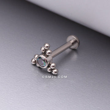 Detail View 1 of Implant Grade Titanium Sparkle Trinity Bali Beads Top Internally Threaded Flat Back Stud Labret-Vitrail Medium